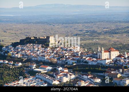 Castelo de Vide in Alentejo, Portugal from Serra de Sao Mamede mountains Stock Photo