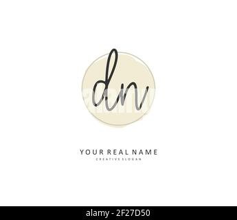 D N DN Initial letter handwriting and signature logo. A concept handwriting initial logo with template element. Stock Vector