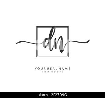 D N DN Initial letter handwriting and signature logo. A concept handwriting initial logo with template element. Stock Vector