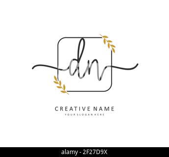 D N DN Initial letter handwriting and signature logo. A concept handwriting initial logo with template element. Stock Vector