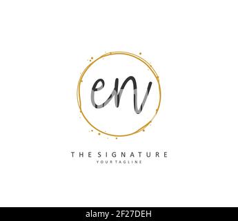 E N EN Initial letter handwriting and signature logo. A concept handwriting initial logo with template element. Stock Vector