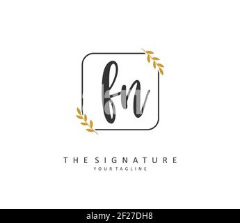 F N FN Initial letter handwriting and signature logo. A concept handwriting initial logo with template element. Stock Vector