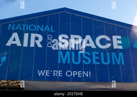 Washington DC USA 11-02-2020: Exterior view of the National Air and Space Museum in National Mall. This free admission museum has a large collection o Stock Photo