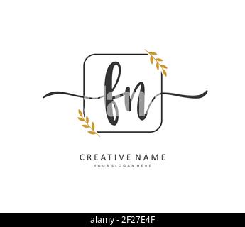 F N FN Initial letter handwriting and signature logo. A concept handwriting initial logo with template element. Stock Vector