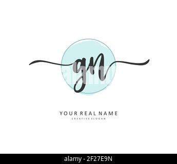 G N GN Initial letter handwriting and signature logo. A concept handwriting initial logo with template element. Stock Vector