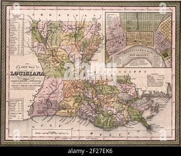 County Map Of Louisiana, Mississippi, And Arkansas. / Mitchell, Samuel  Augustus / 1860