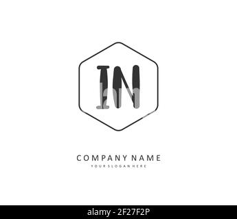 I N IN Initial letter handwriting and signature logo. A concept handwriting initial logo with template element. Stock Vector