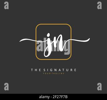 J N JN Initial letter handwritten and signature vector image template ...