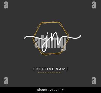 J N JN Initial letter handwritten and signature vector image template ...
