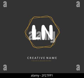 L N LN Initial letter handwriting and signature logo. A concept handwriting initial logo with template element. Stock Vector