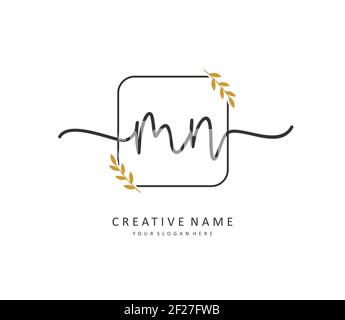 M N MN Initial letter handwriting and signature logo. A concept handwriting initial logo with template element. Stock Vector