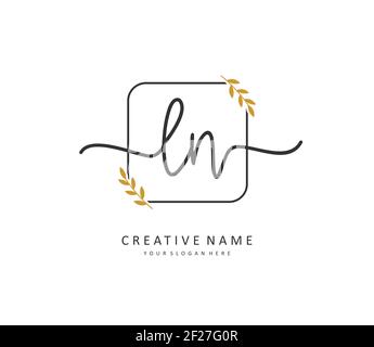 L N LN Initial letter handwriting and signature logo. A concept handwriting initial logo with template element. Stock Vector