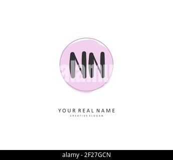 N NN Initial letter handwriting and signature logo. A concept handwriting initial logo with template element. Stock Vector
