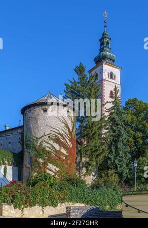 Towers in Banska Bystrica, Slovakia Stock Photo