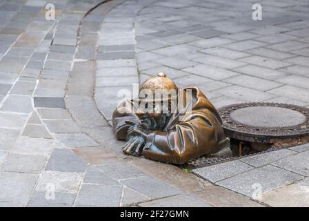 Monument to Plumber Chumil, Bratislava, Slovakia Stock Photo