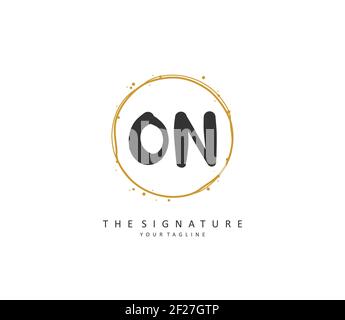 O N ON Initial letter handwriting and signature logo. A concept handwriting initial logo with template element. Stock Vector