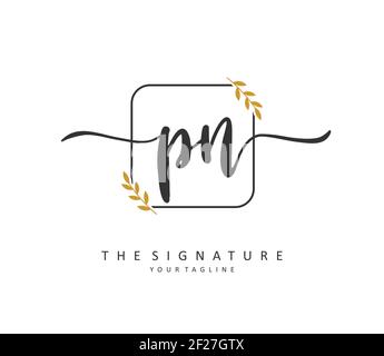 P N PN Initial letter handwriting and signature logo. A concept handwriting initial logo with template element. Stock Vector