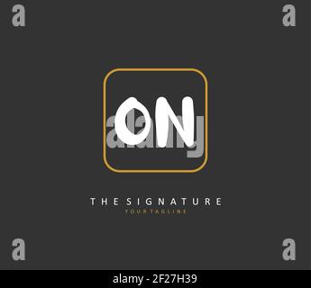 O N ON Initial letter handwriting and signature logo. A concept handwriting initial logo with template element. Stock Vector