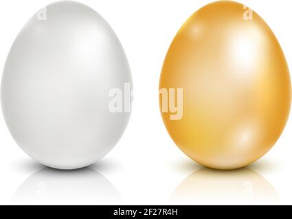 Brown and white eggs isolated on white background Stock Vector