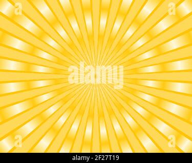 Yellow stripes background with golden rays Stock Vector