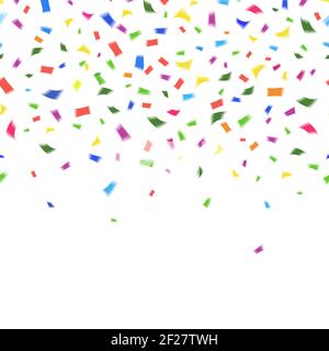 Vector template of vibrant colorful confetti in the colors of the rainbow on white with copyspace for your greeting card text or invitation for New Ye Stock Vector