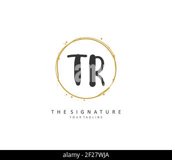TR Initial letter handwriting and signature logo. A concept handwriting initial logo with template element. Stock Vector