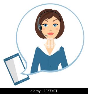 good customer service from call center,  phone conversation vector eps10 illustration Stock Vector