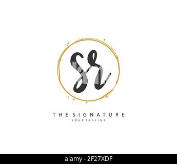 SR Initial letter handwriting and signature logo. A concept handwriting initial logo with template element. Stock Vector