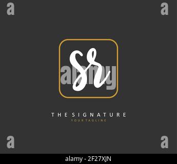 SR Initial letter handwriting and signature logo. A concept handwriting initial logo with template element. Stock Vector