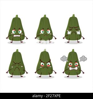 Squash cartoon character with various angry expressions. Vector illustration Stock Vector