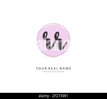 RR Initial letter handwriting and signature logo. A concept handwriting initial logo with template element. Stock Vector