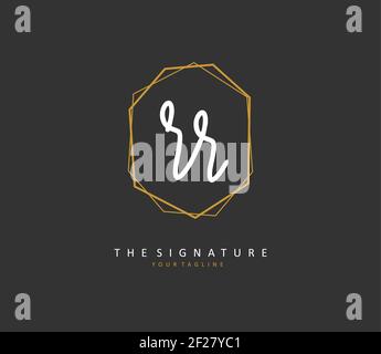 RR Initial letter handwriting and signature logo. A concept handwriting initial logo with template element. Stock Vector