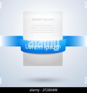 Vector White Paper Banner with Blue Ribbon Used for Web Designs  Isolated on White Background. Stock Vector