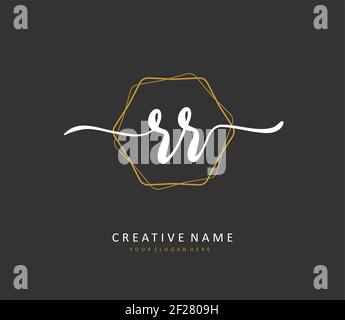RR Initial letter handwriting and signature logo. A concept handwriting initial logo with template element. Stock Vector