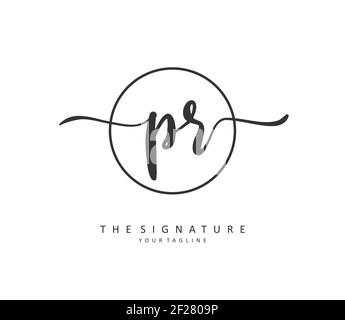 PR Initial letter handwriting and signature logo. A concept handwriting initial logo with template element. Stock Vector