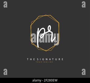 PR Initial letter handwriting and signature logo. A concept handwriting initial logo with template element. Stock Vector
