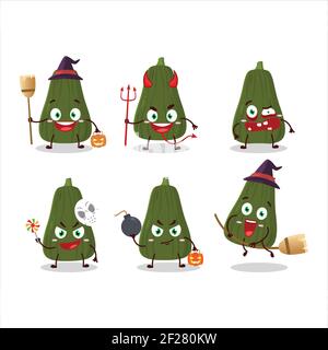 Halloween expression emoticons with cartoon character of squash. Vector illustration Stock Vector