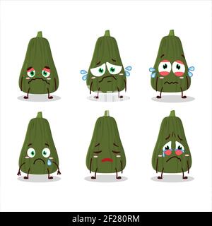 Squash cartoon in character with sad expression. Vector illustration Stock Vector