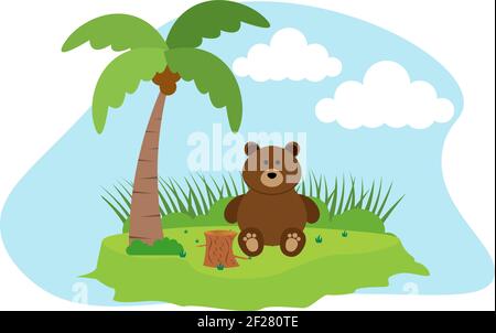 Bear Vector Cute Animals in Cartoon Style, Wild Animal, Designs for Baby clothes. Hand Drawn Characters Stock Vector