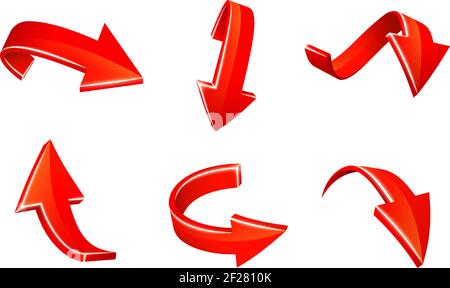 Set of red arrow stickers. Vector illustration isolated on white background Stock Vector