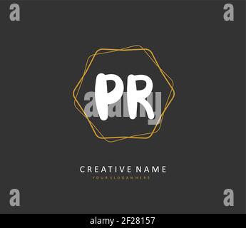 PR Initial letter handwriting and signature logo. A concept handwriting initial logo with template element. Stock Vector