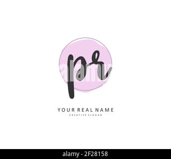 PR Initial letter handwriting and signature logo. A concept handwriting initial logo with template element. Stock Vector
