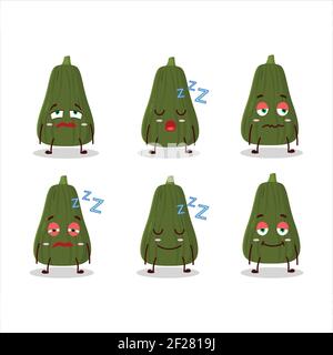 Cartoon character of squash with sleepy expression. Vector illustration Stock Vector