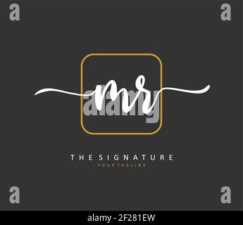 MR Initial letter handwriting and signature logo. A concept handwriting initial logo with template element. Stock Vector