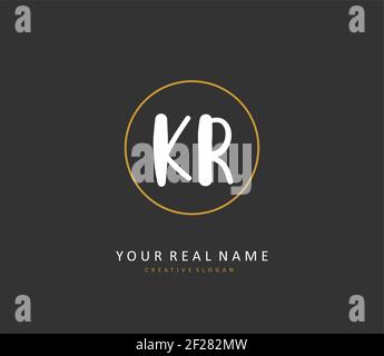 KR Initial letter handwriting and signature logo. A concept handwriting initial logo with template element. Stock Vector