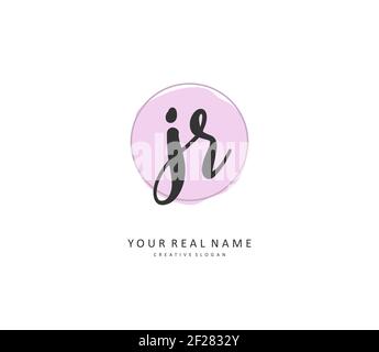 JR Initial letter handwriting and signature logo. A concept handwriting initial logo with template element. Stock Vector