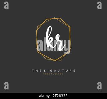 KR Initial letter handwriting and signature logo. A concept handwriting initial logo with template element. Stock Vector