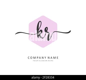 KR Initial letter handwriting and signature logo. A concept handwriting initial logo with template element. Stock Vector