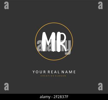 MR Initial letter handwriting and signature logo. A concept handwriting initial logo with template element. Stock Vector