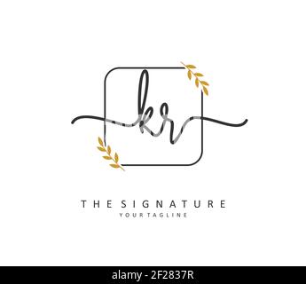 KR Initial letter handwriting and signature logo. A concept handwriting initial logo with template element. Stock Vector